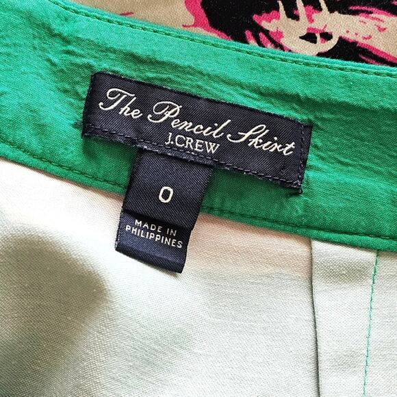 J.Crew The Pencil Skirt in Green Floral Size 0 - Picture 7 of 10